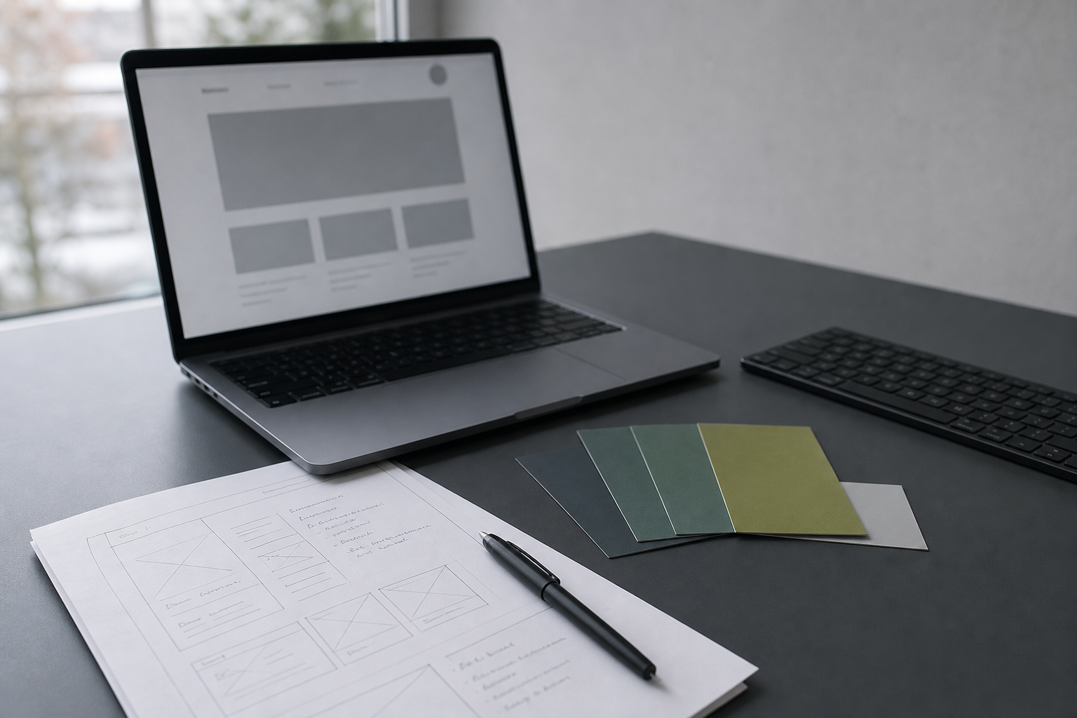 Arbeitsplatz für Planung und Umsetzung einer professionellen Webseite